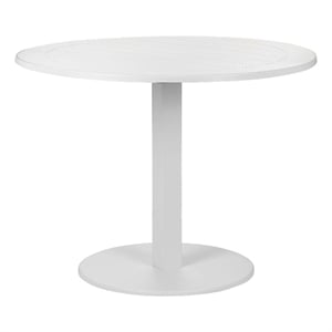 Pemberly Row 30x35&quot Modern Aluminum Round Dining Table in White Finish