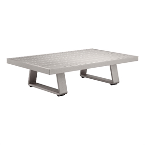 Pemberly Row 13x48&quot Modern Aluminum Coffee Table in Gray Finish