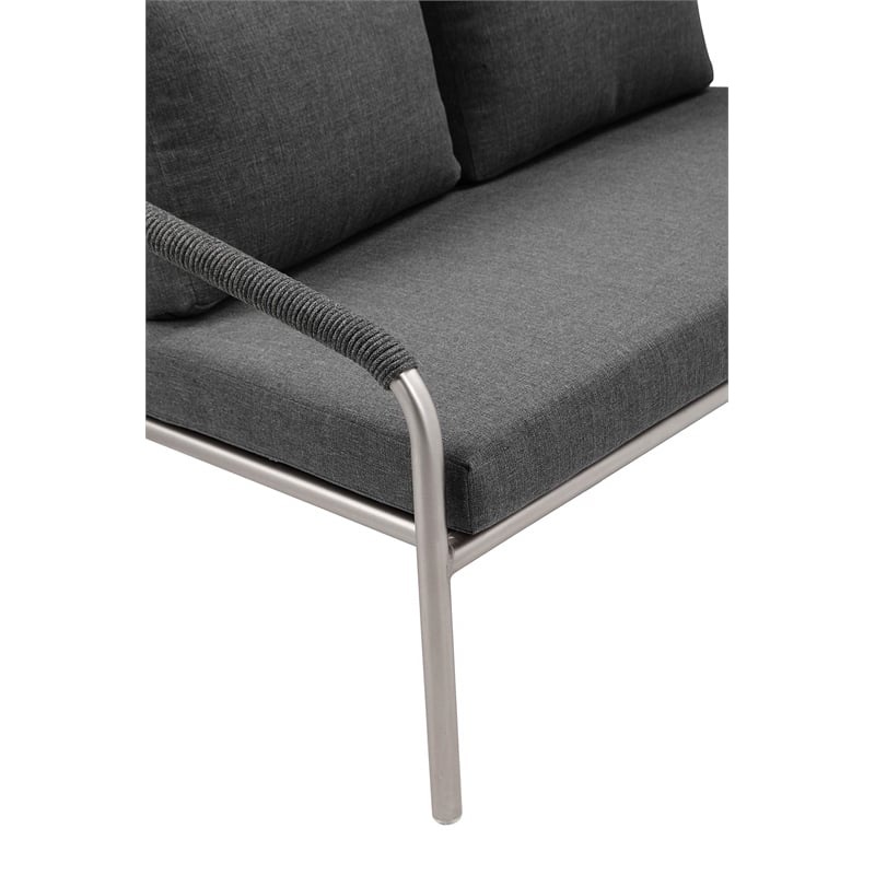 Pemberly Row Contemporary 4-Piece Aluminum Sofa Set in Slate Gray