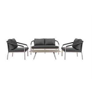Pemberly Row Contemporary 4-Piece Aluminum Sofa Set in Slate Gray
