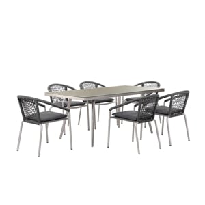 Pemberly Row 7-Piece Modern Aluminum Dining Set in Slate Gray