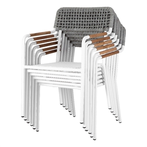 Pemberly Row 33&quot Modern Aluminum Chairs in Gray Finish (Set of 6)