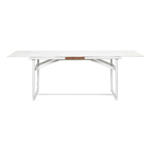 Pemberly Row 30x87&quot Modern Aluminum Dining Table in White Finish