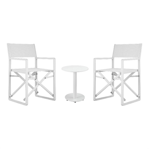 Pemberly Row 3-Piece Modern Aluminum Bistro Set in White Finish
