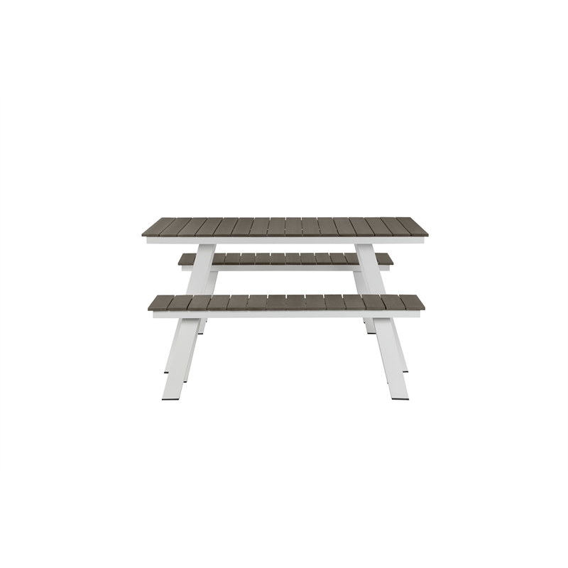 Pemberly Row 3-Piece Modern Aluminum Dining Set in Gray and White Finish