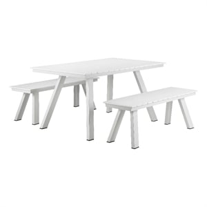 Pemberly Row 3-Piece Modern Aluminum Dining Set in White Finish