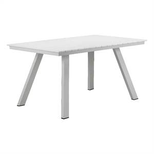 Pemberly Row Contemporary 30x59&quot Aluminum Table in White Finish