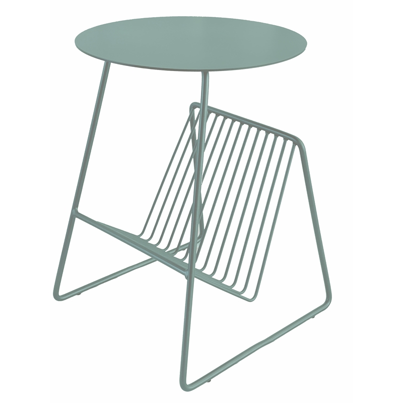 Pemberly Row Contemporary Gazette Magazine Table Green Metal