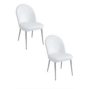 Pemberley Row Faux Leather White Dining Chairs Upholstered Set of 2