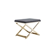 Pemberly Row Contemporary Stool Velvet Chocolate Fabric & Gold Frame