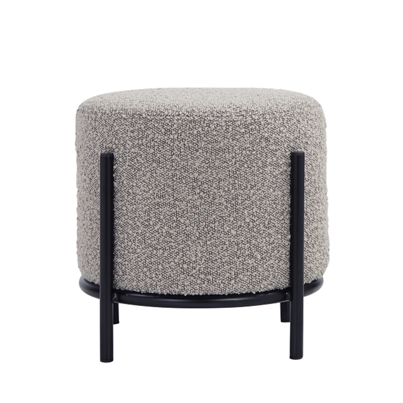 Pemberly Row Contemporary / Modern Round Stool in Boucle Fabric Gray