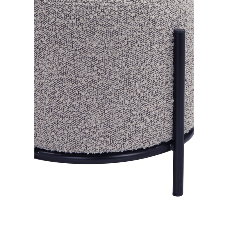 Pemberly Row Contemporary / Modern Round Stool in Boucle Fabric Gray