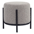 Pemberly Row Contemporary / Modern Round Stool in Boucle Fabric Gray