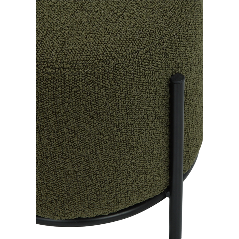 Pemberly Row Contemporary Round Stool in Boucle Fabric Green
