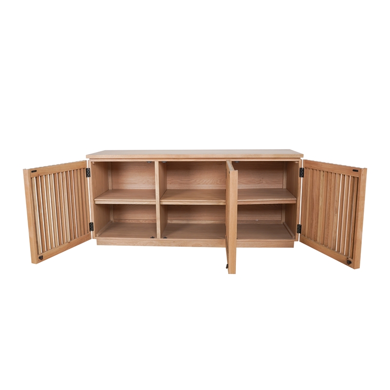 Pemberly Row Contemporary / Modern Three Doors Buffet in White Oak