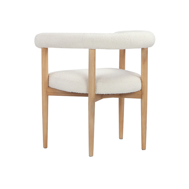 Pemberly Row Contemporary / Modern Arm Chair in Boucle Fabric White