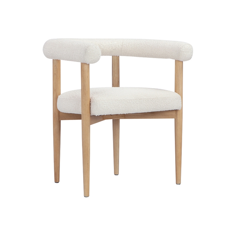 Pemberly Row Contemporary / Modern Arm Chair in Boucle Fabric White