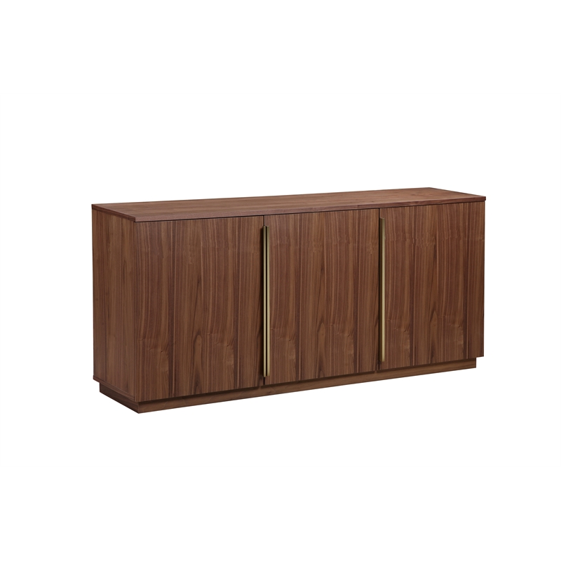 Pemberly Row Contemporary / Modern Three Doors Buffet in Walnut