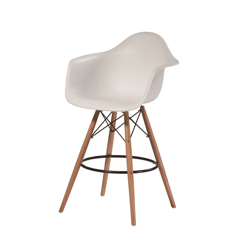 Pemberly Row Contemporary Bar Stool White Polypropylene Resin - SET OF 2