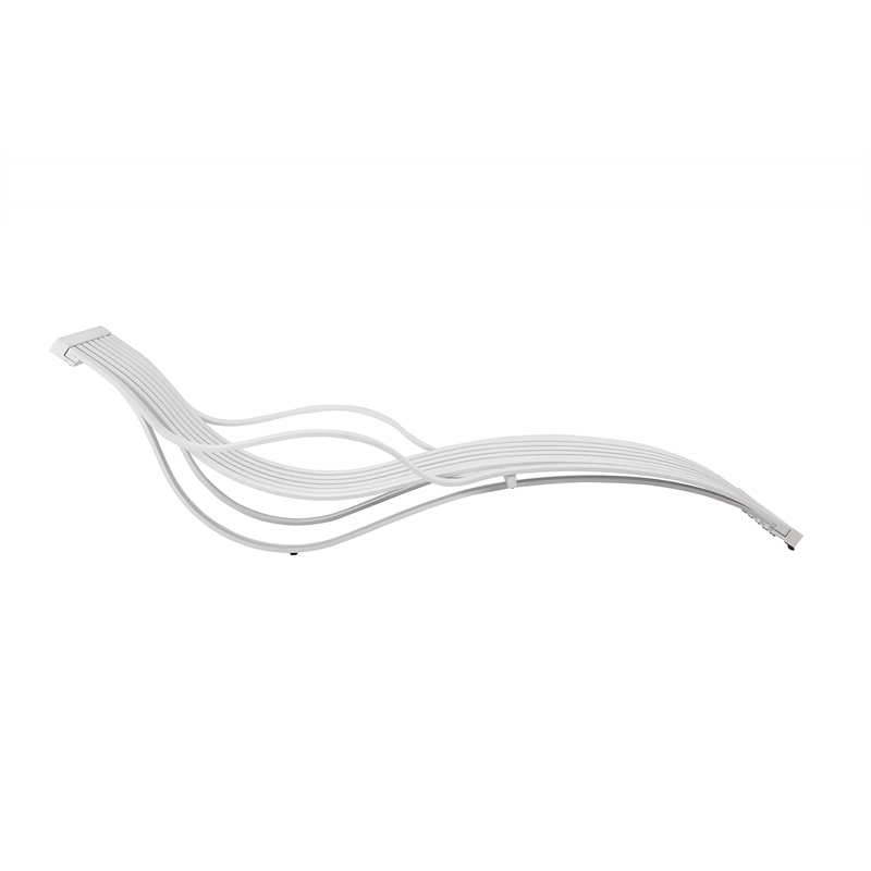 Pemberly Row Modern Anodized Aluminum Frame Patio Lounger in White