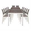 Pemberly Row 14-Piece Modern Aluminum Dining Set in White and Gray Finish