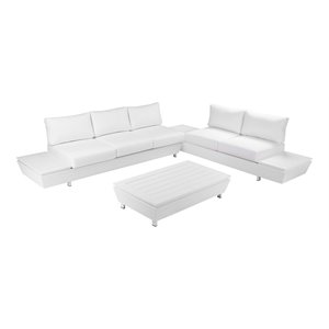 Pemberly Row 3-piece Aluminum Frame Outdoor Sectional in White