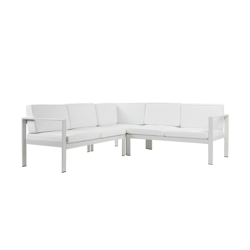 Pemberly Row 5-Piece Modern Aluminum Sectional in White Finish