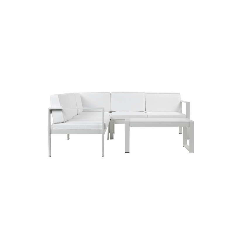 Pemberly Row 5-Piece Modern Aluminum Sectional in White Finish