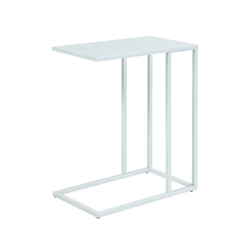 Pemberly Row Contemporary Rectangular Metal Tray Table in White