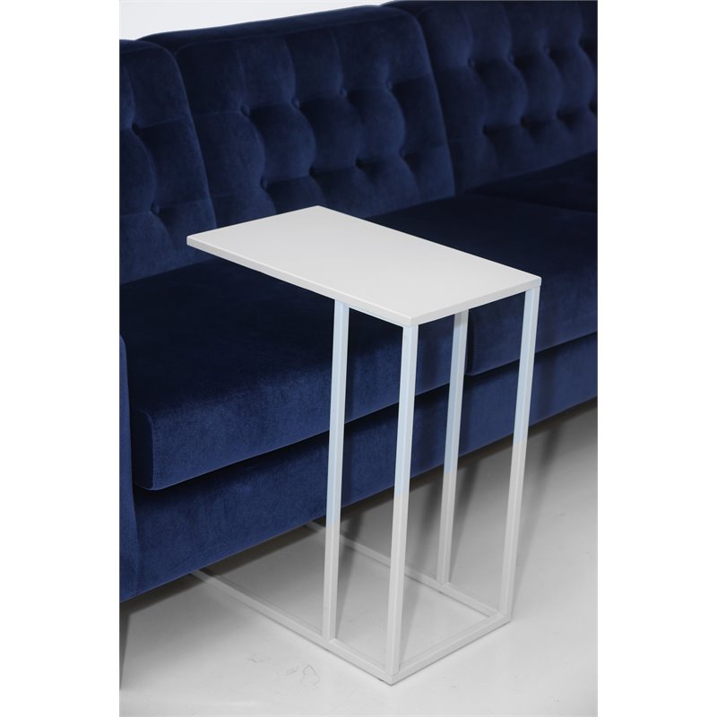 Pemberly Row Contemporary Rectangular Metal Tray Table in White