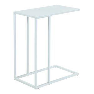 Pemberly Row Contemporary Rectangular Metal Tray Table in White