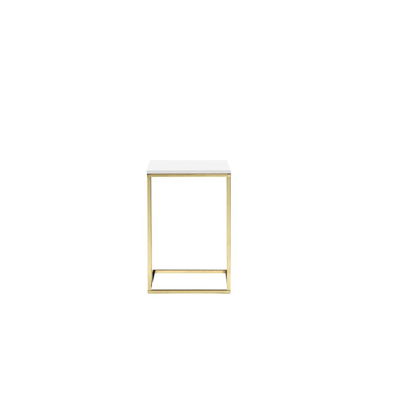 Pemberly Row Gloss Lacquer & Polished Steel Metal Tray Table in White/Gold