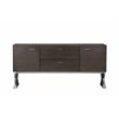 Pemberly Row Modern Wood Veneer & High Polished Steel Buffet in Espresso