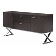 Pemberly Row Modern Wood Veneer & High Polished Steel Buffet in Espresso