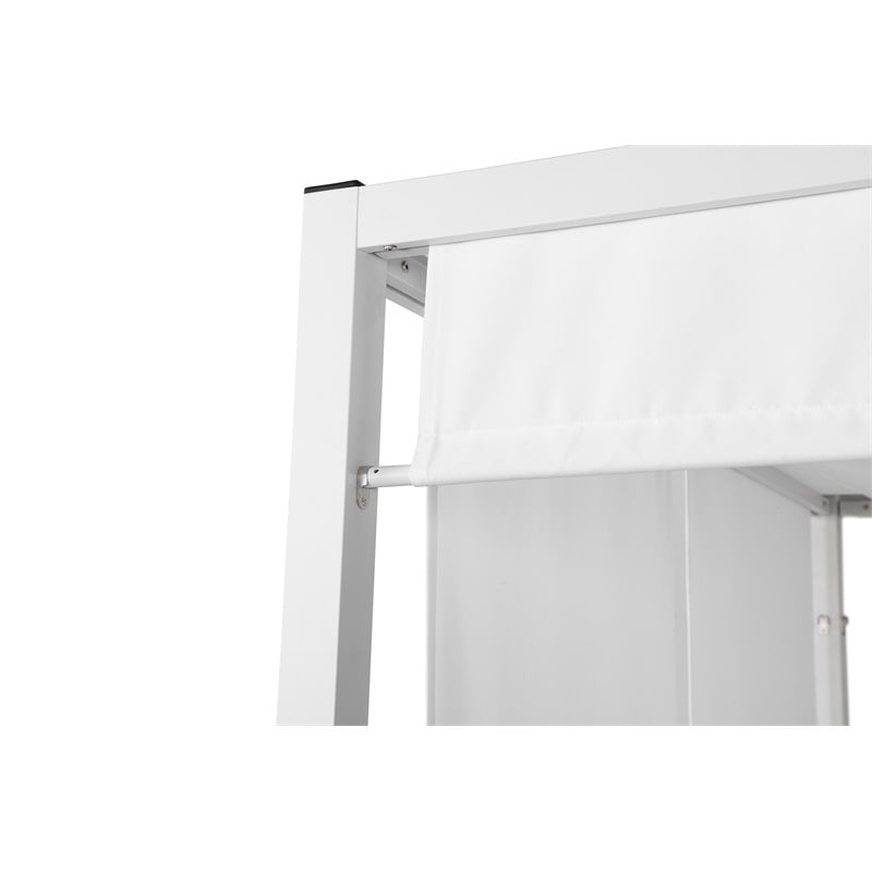Pemberly Row Modern Aluminum Outdoor Daybed in White Frame/Fabric