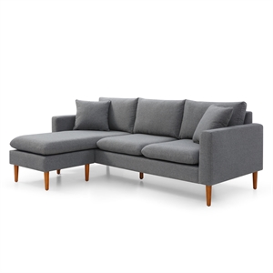 Pemberly Row Modern Fabric Reversible Sectional in Charcoal Finish