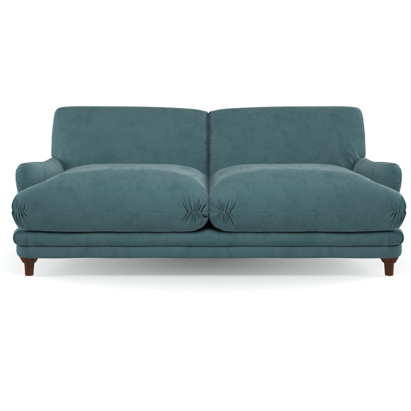 Pemberly Row Mid-Century Contemporary Velvet Sofa in Blue Finish