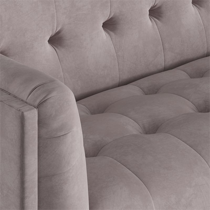 Pemberly Row Mid-Century Contemporary Velvet Sofa in Gray Finish