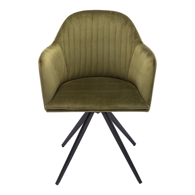Pemberly Row Modern / Contemporary Velvet Swivel Arm Chair in Olive