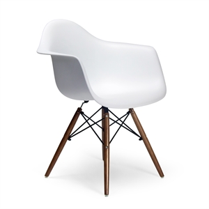 Pemberly Row Modern Arm Chairs (Set of 2) in Walnut and White