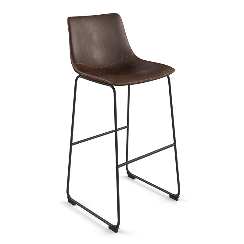 Pemberly Row Modern Bar Height Stools (Set of 2) in Dark Wood