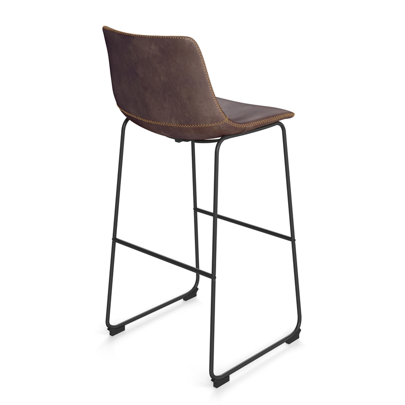 Pemberly Row Modern Bar Height Stools (Set of 2) in Dark Wood