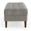 Pemberly Row Performance Velvet Rectangular Ottoman in Silver
