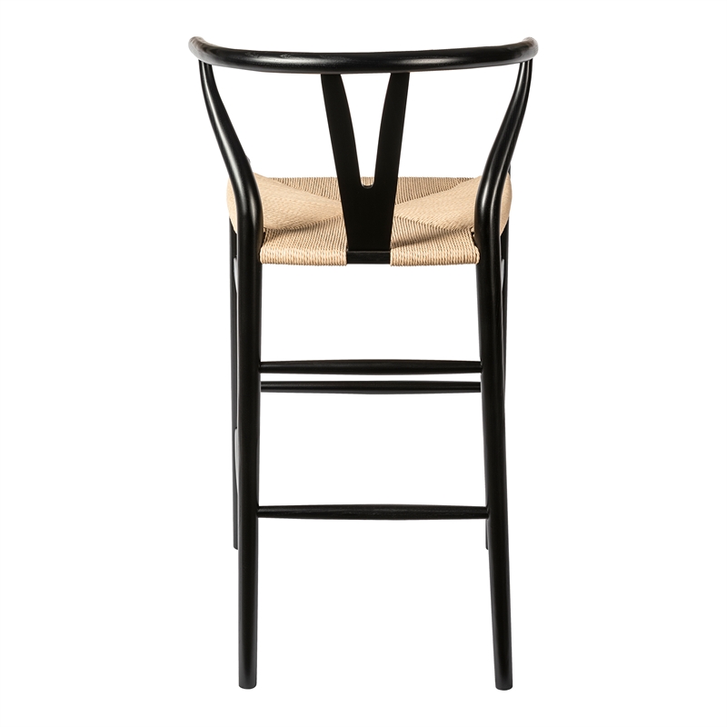Pemberly Row Danish Design Bar Height Stool in Black and Natural