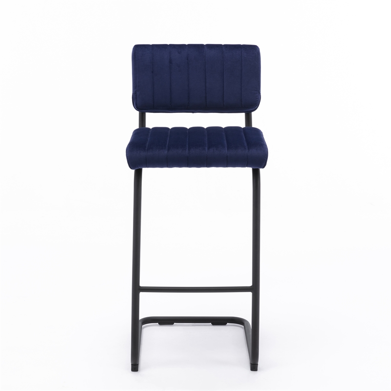 Pemberly Row Contemporary Bar Height Stool (Set of 2) in Sapphire