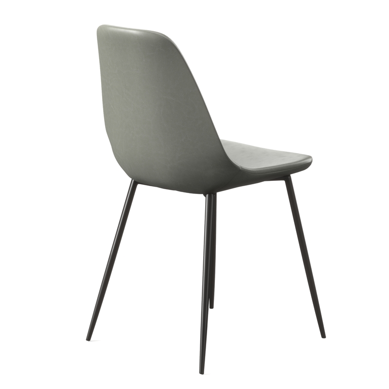 Pemberly Row Modern Vegan Leather Side Chairs (Set of 2) in Slate