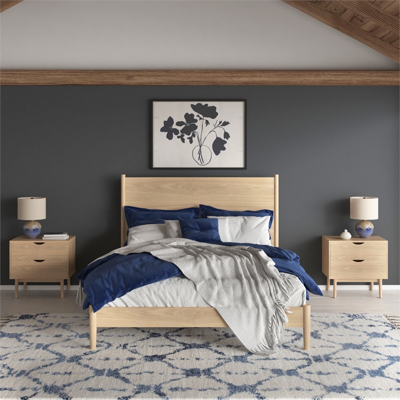 Pemberley Row Wood Light Oak Nightstand Rectangular Minimal Assembly