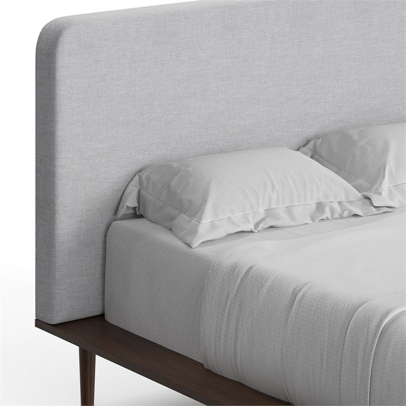 Pemberly Row Mid-Century Contemporary Full Size Bed in Walnut