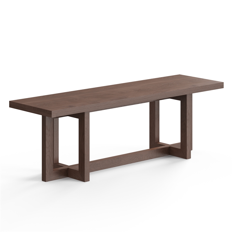 Pemberly Row Contemporary Rectanglular Dining Bench in Walnut
