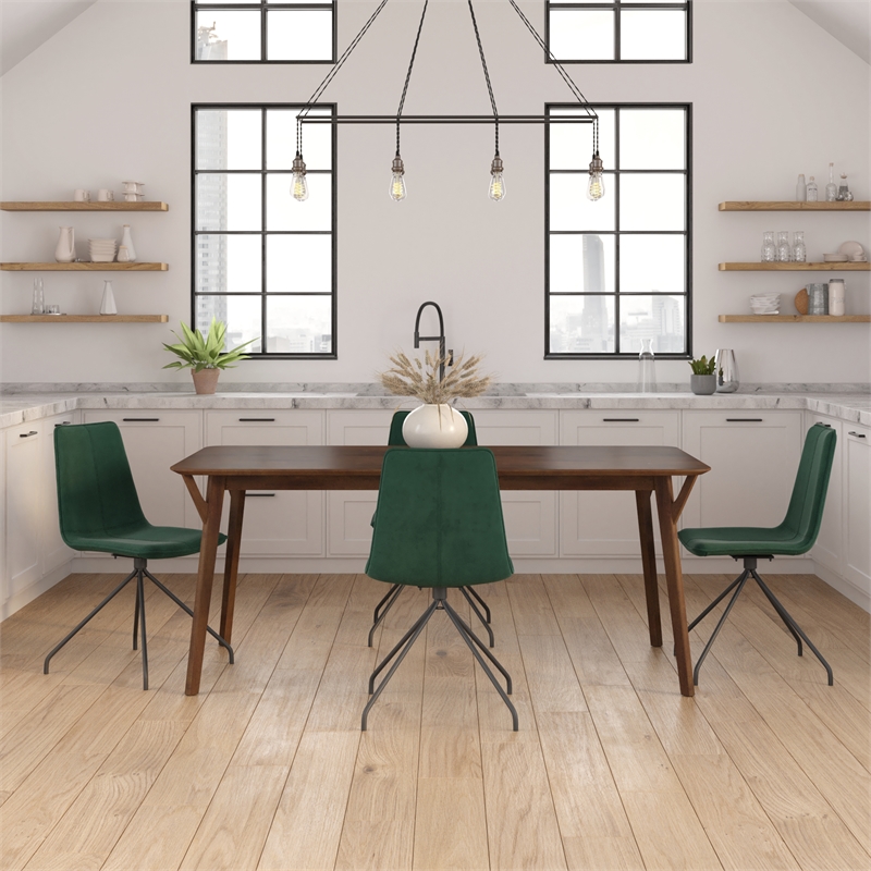 Pemberly Row Contemporary Velvet Swivel Side Chair in Emerald